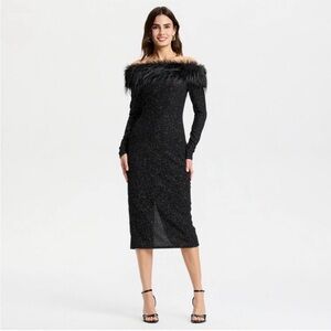 a new day Black Long Sleeve Off-Shoulder Dress